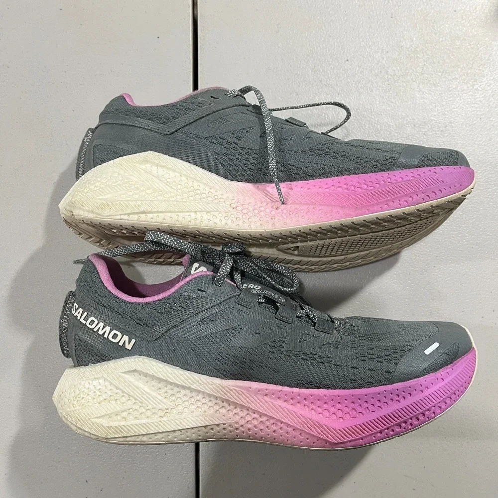 Salomon Aero Glide 2 Women's Running Shoes Gray‎ Pink 10.5 Performance